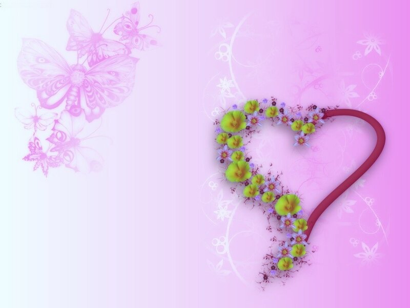 Floral heart and butterflies