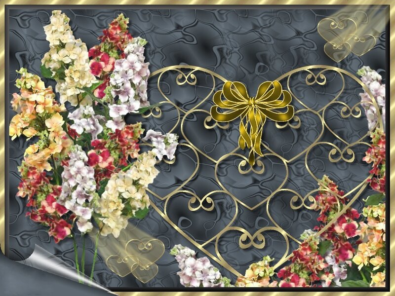 Floral heart design with gold accents