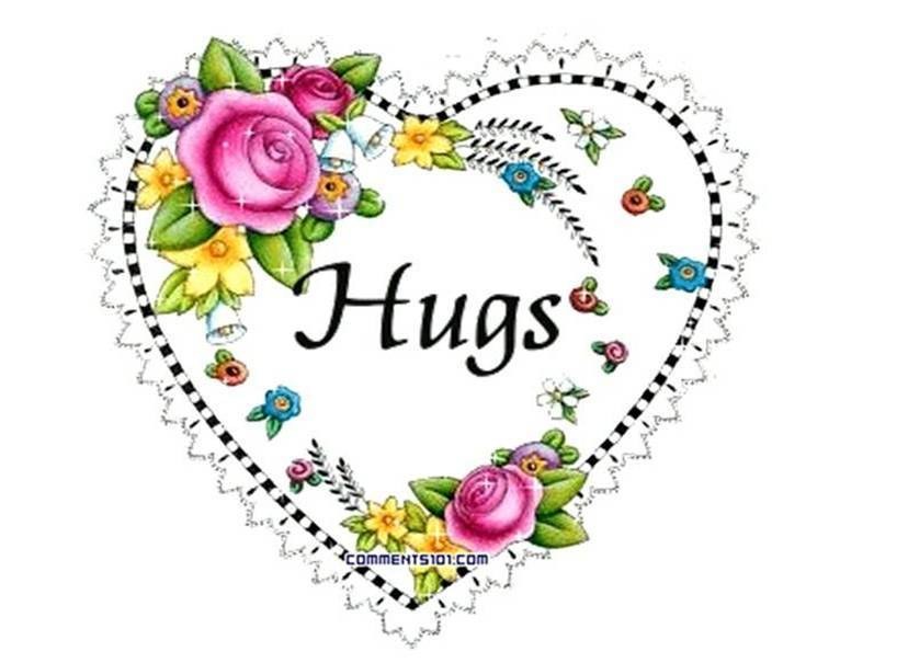 Floral heart with hugs text