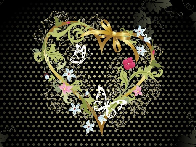 floral heart with ribbon
