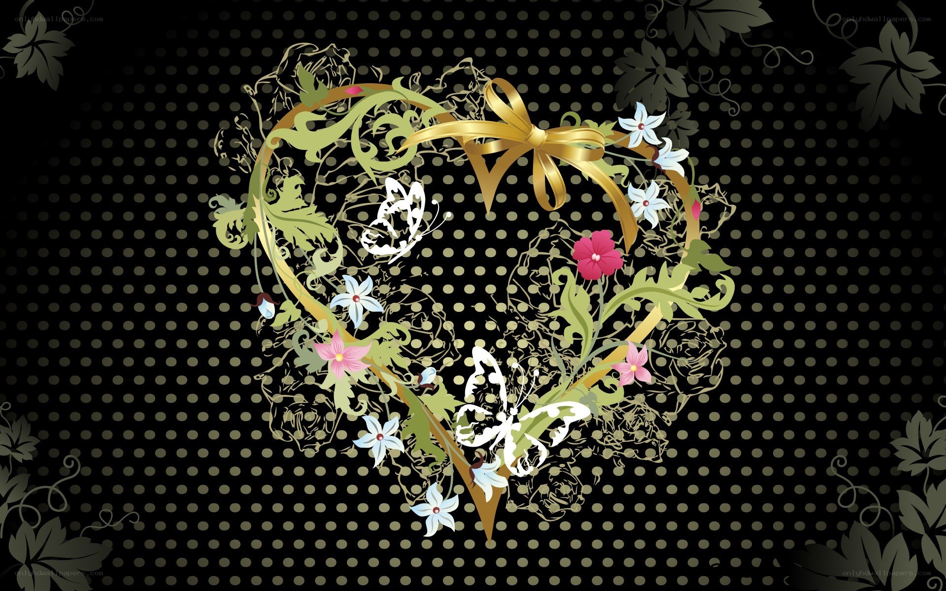 floral heart with ribbon
