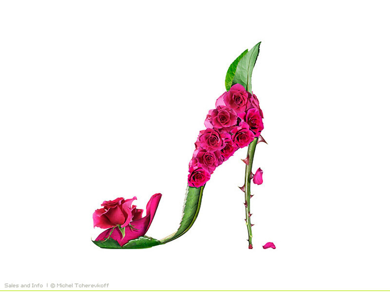 Floral high-heeled shoe art