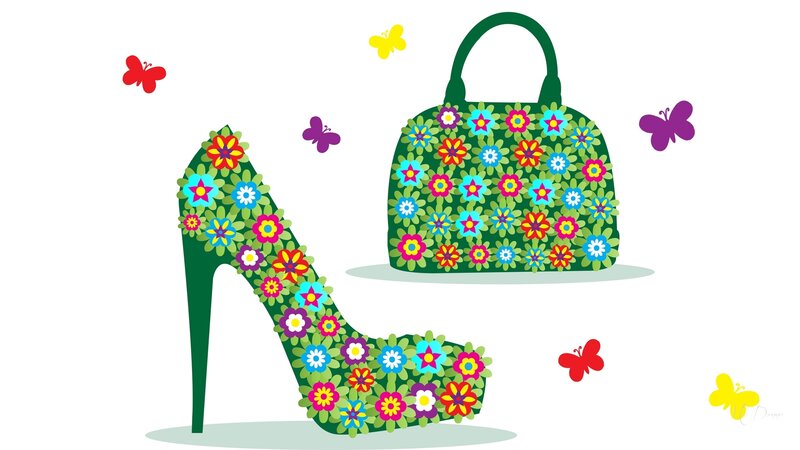 Floral High-heeled Shoe — Green
