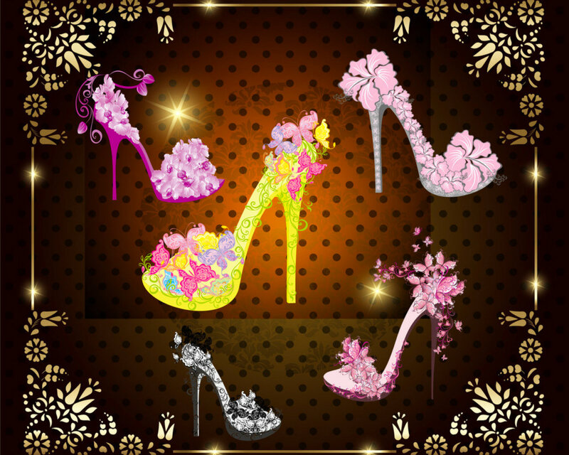 Floral High-heeled Shoes