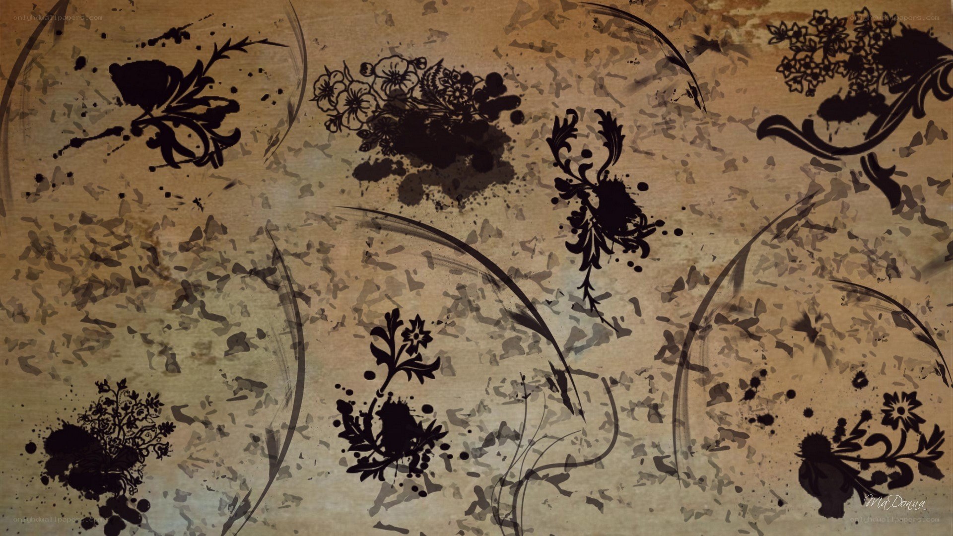 floral ink splatter pattern