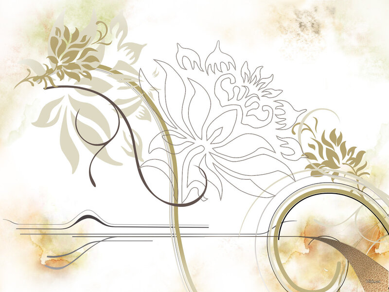 Floral Line Art Design — Beige