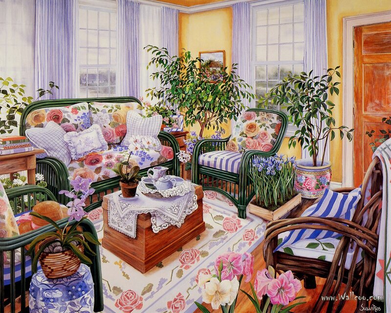 Floral Living Room — Yellow
