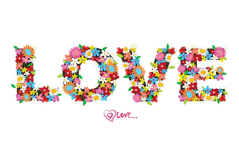 Floral love word art