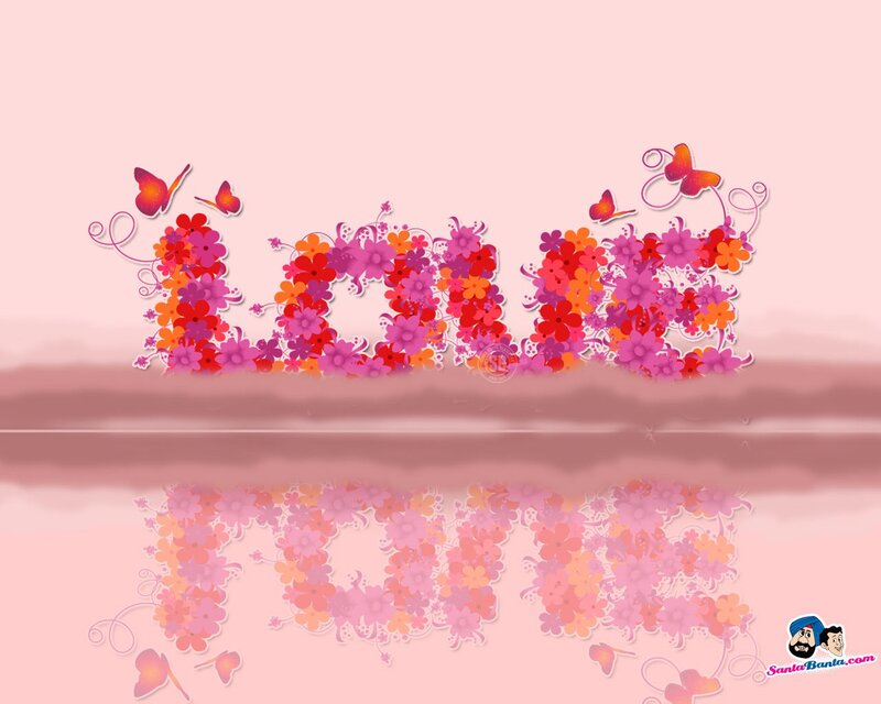 Floral love word art