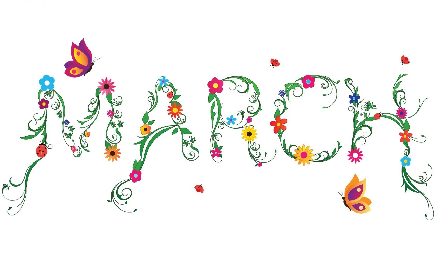 Floral March text design