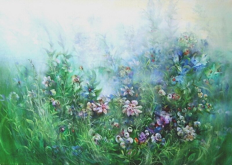 Floral meadow in soft light