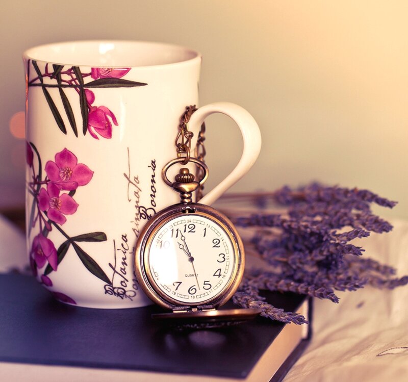 Floral Mug with Pocket Watch