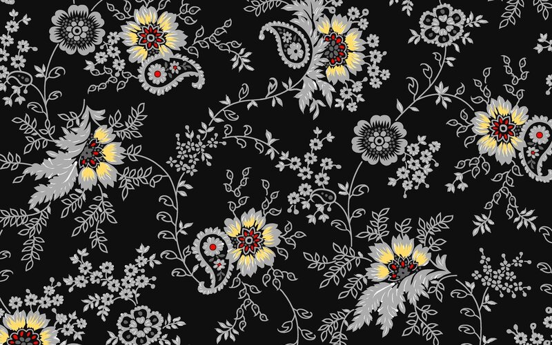 Floral Paisley Pattern — Black, Ornate, Vector Art
