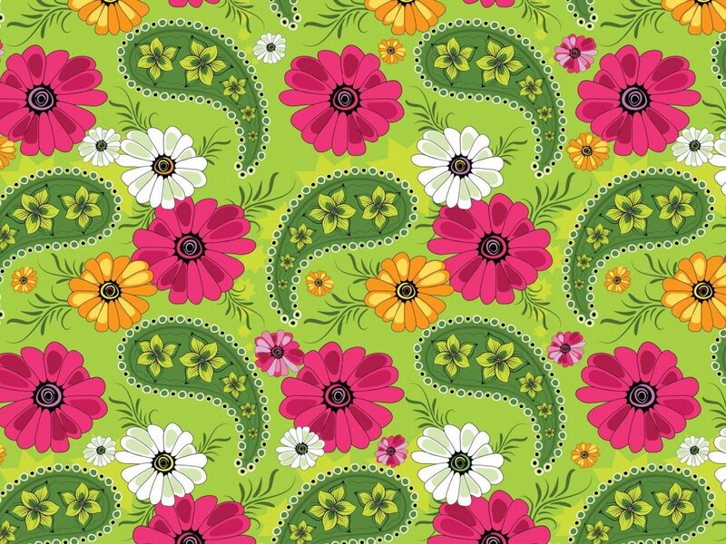 Floral Paisley Pattern — Green, Vibrant