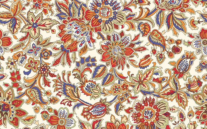 Floral Paisley Pattern — Red, Ornate, Illustration, Flowers