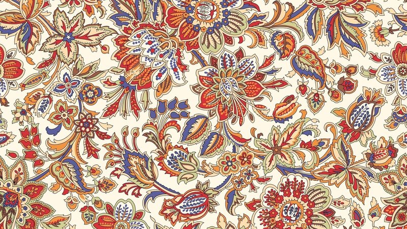 Floral Paisley Pattern — Red, Ornate, Illustration