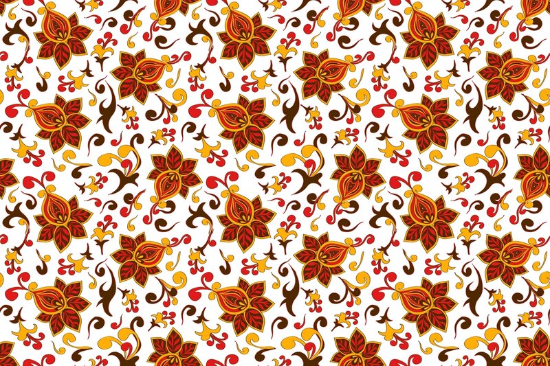 Floral Paisley Pattern — Red, Ornate