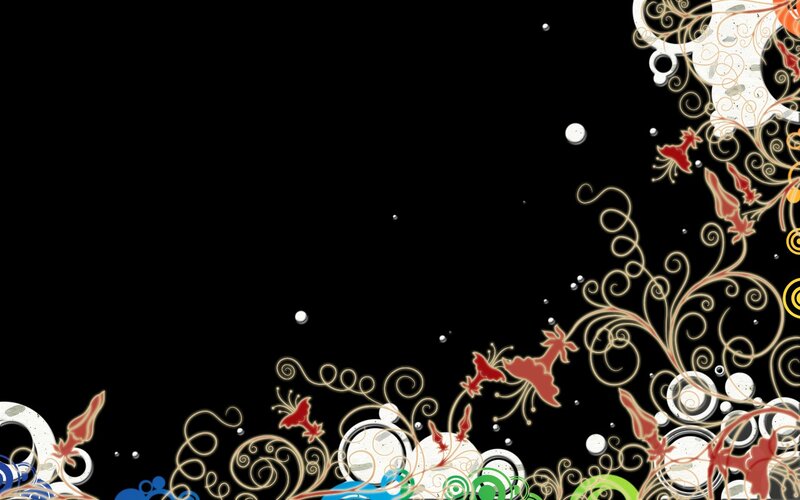 Floral Pattern on Black — Decorative, Digital Art