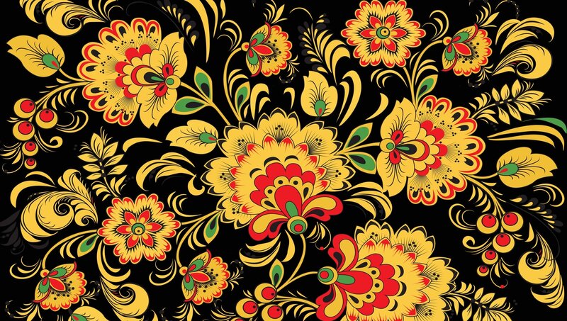 Floral Pattern on Black — Ornate