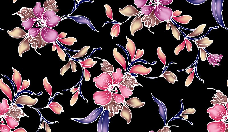 Floral Pattern on Black