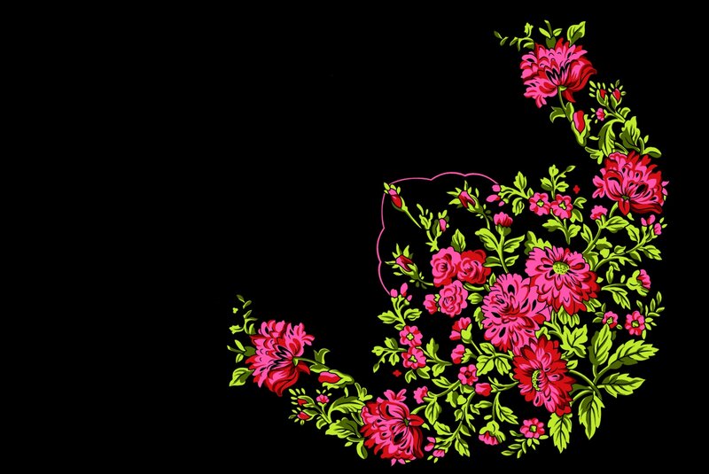 Floral Pattern on Black — Vibrant