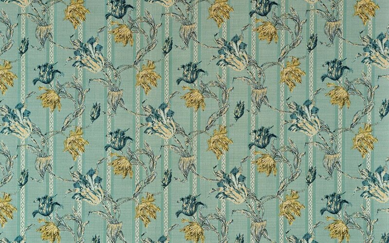 floral pattern on teal fabric
