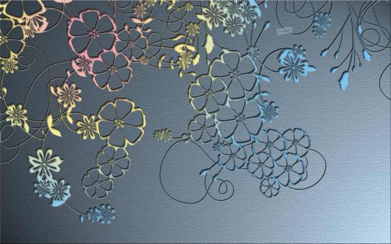 Floral Pattern on Textured Surface — Blue, Calm