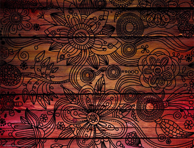 Floral Pattern on Wood — Brown
