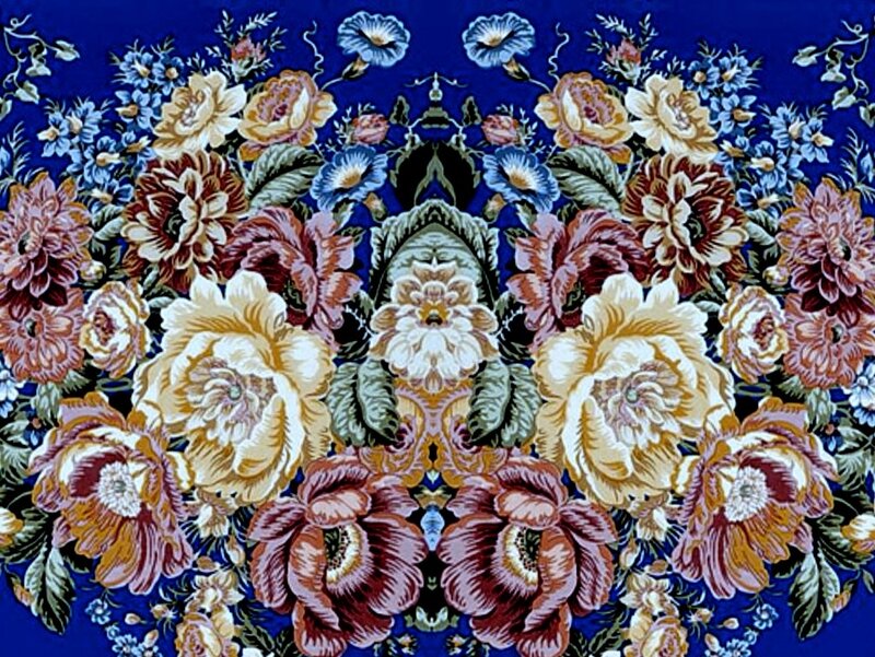 Floral Pattern Textile — Blue