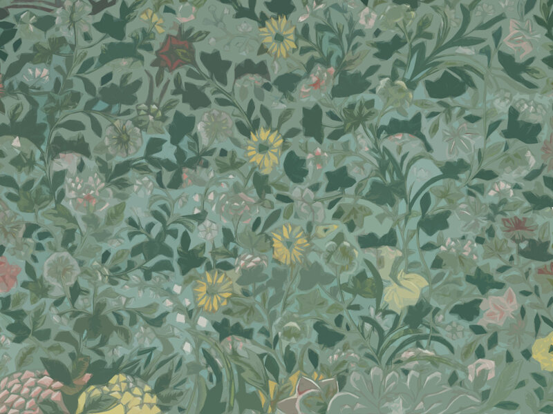 Floral Pattern Wallpaper — Green, Calm, Illustration
