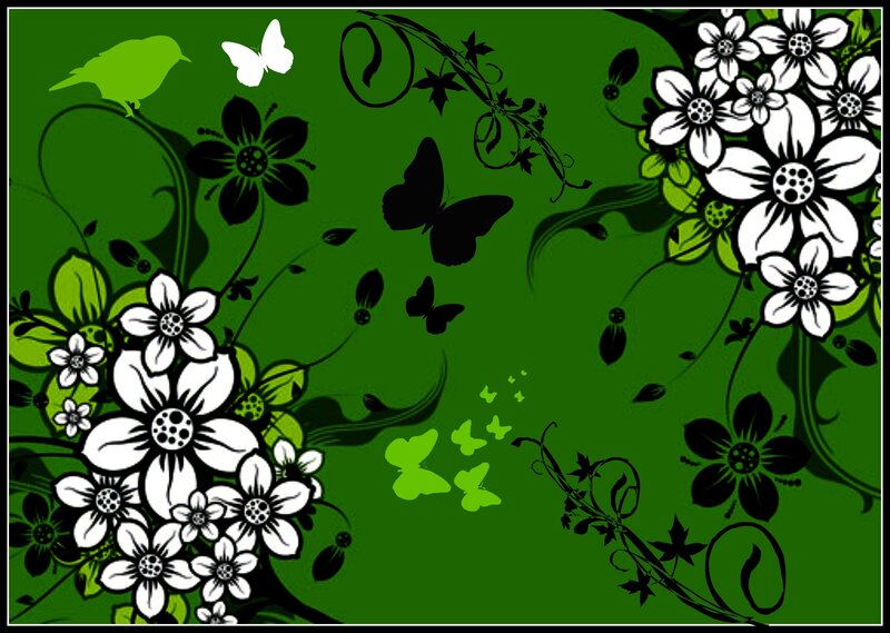 Floral Pattern with Birds and Butterflies
