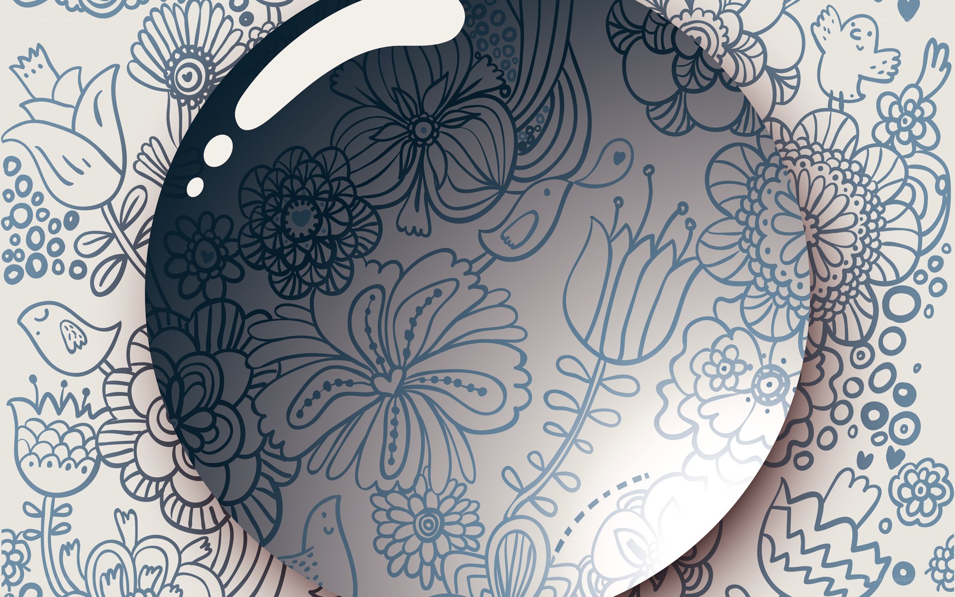 floral pattern with birds and tulips