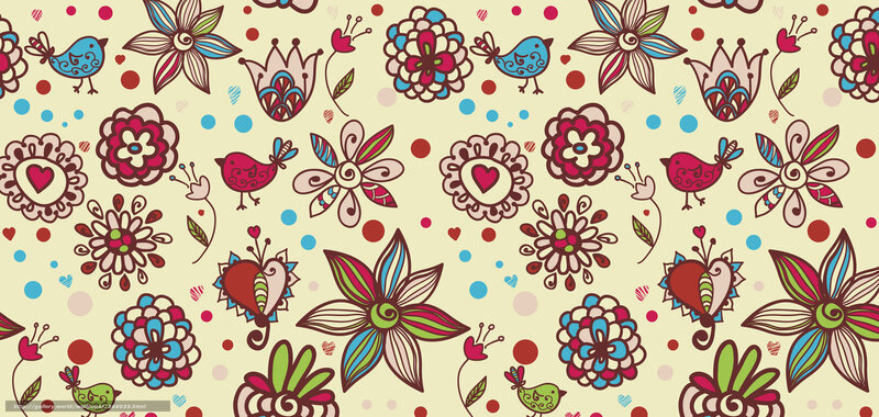 Floral Pattern with Birds — Beige