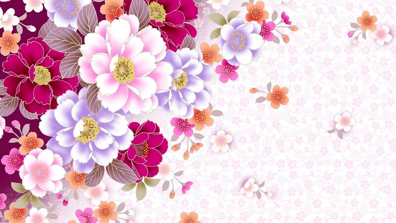 Floral Pattern with Blossoms — Pink