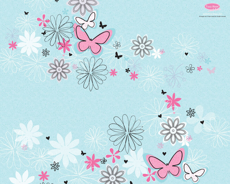 Floral Pattern with Butterflies — Light Blue