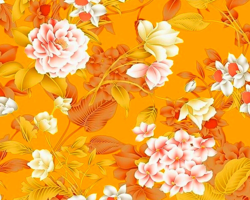 Floral Pattern with Flowers — Orange