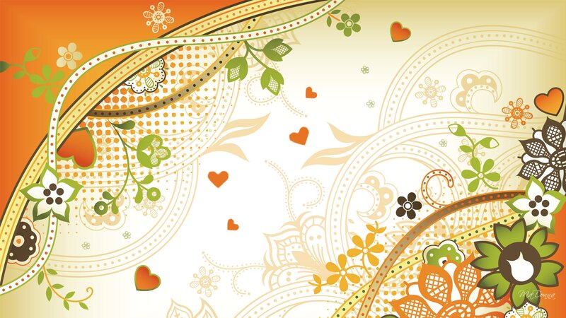 Floral Pattern with Hearts