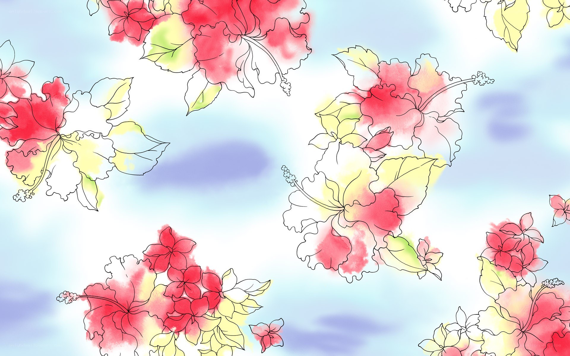 floral pattern with hibiscus flowers