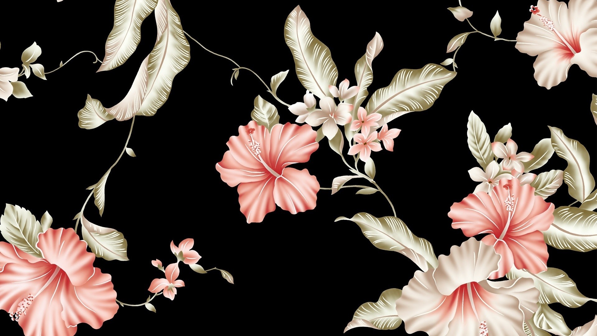 floral pattern with hibiscus flowers
