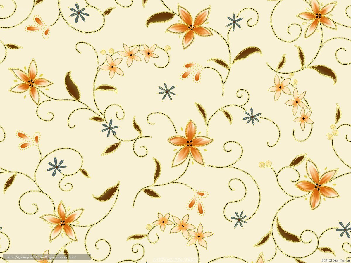 floral pattern with orange flowers