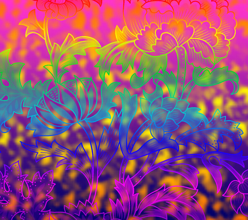 Floral Pattern with Outlines