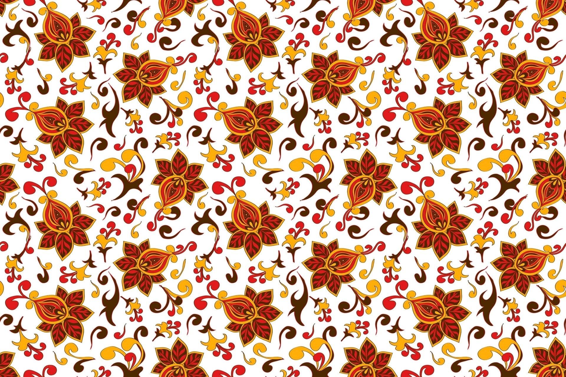 floral pattern with red and gold flowers