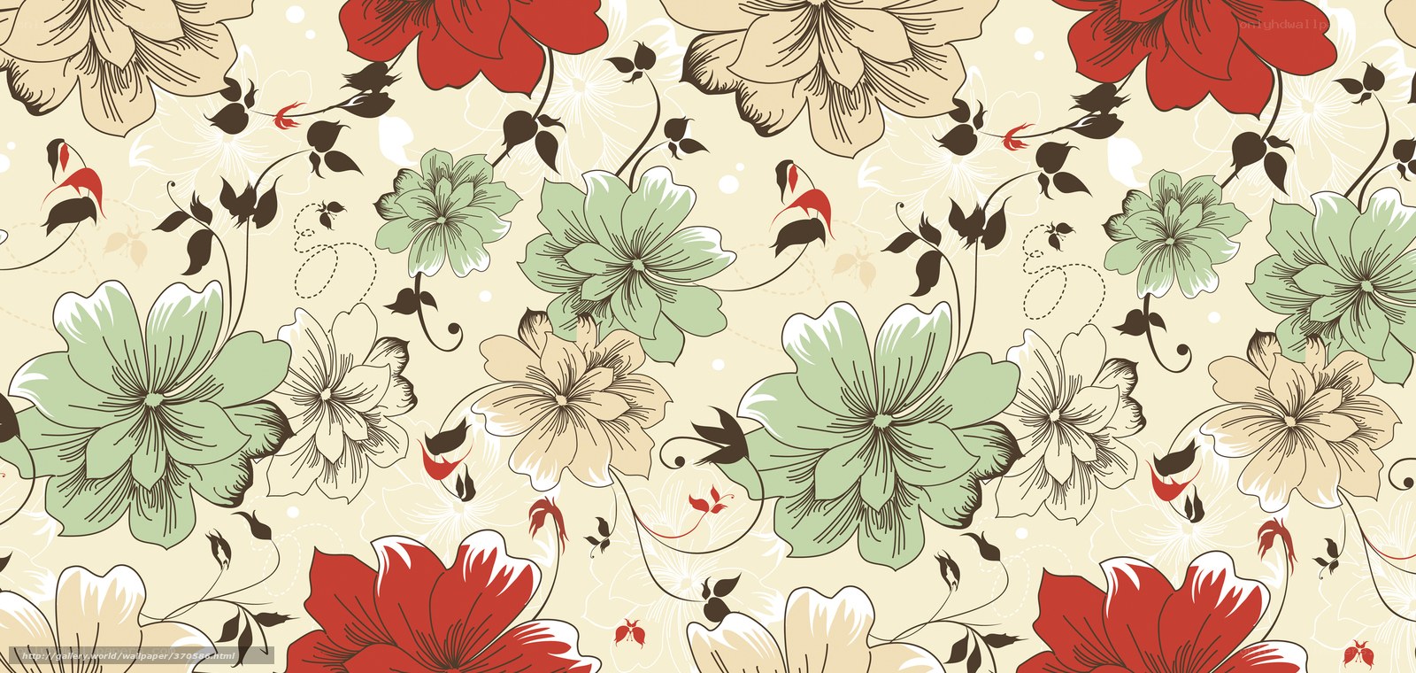 floral pattern with red and green flowers