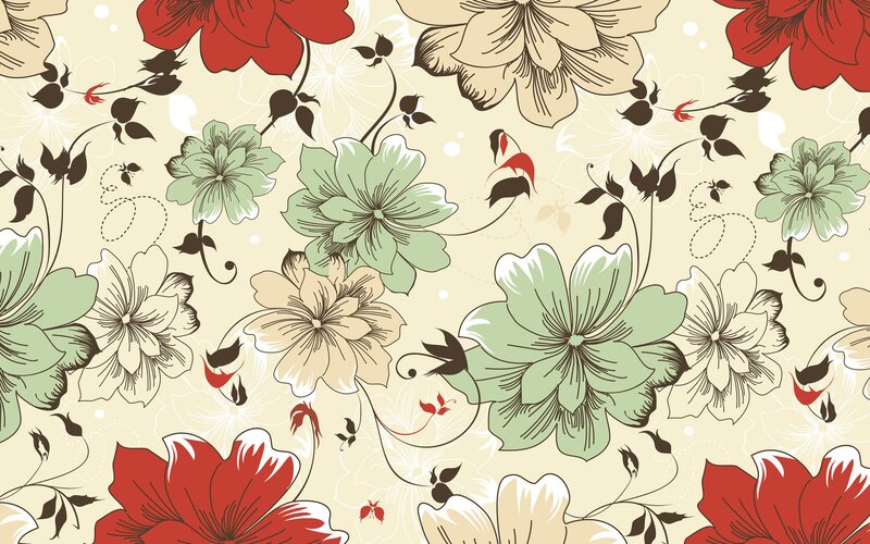 floral pattern with red and green flowers