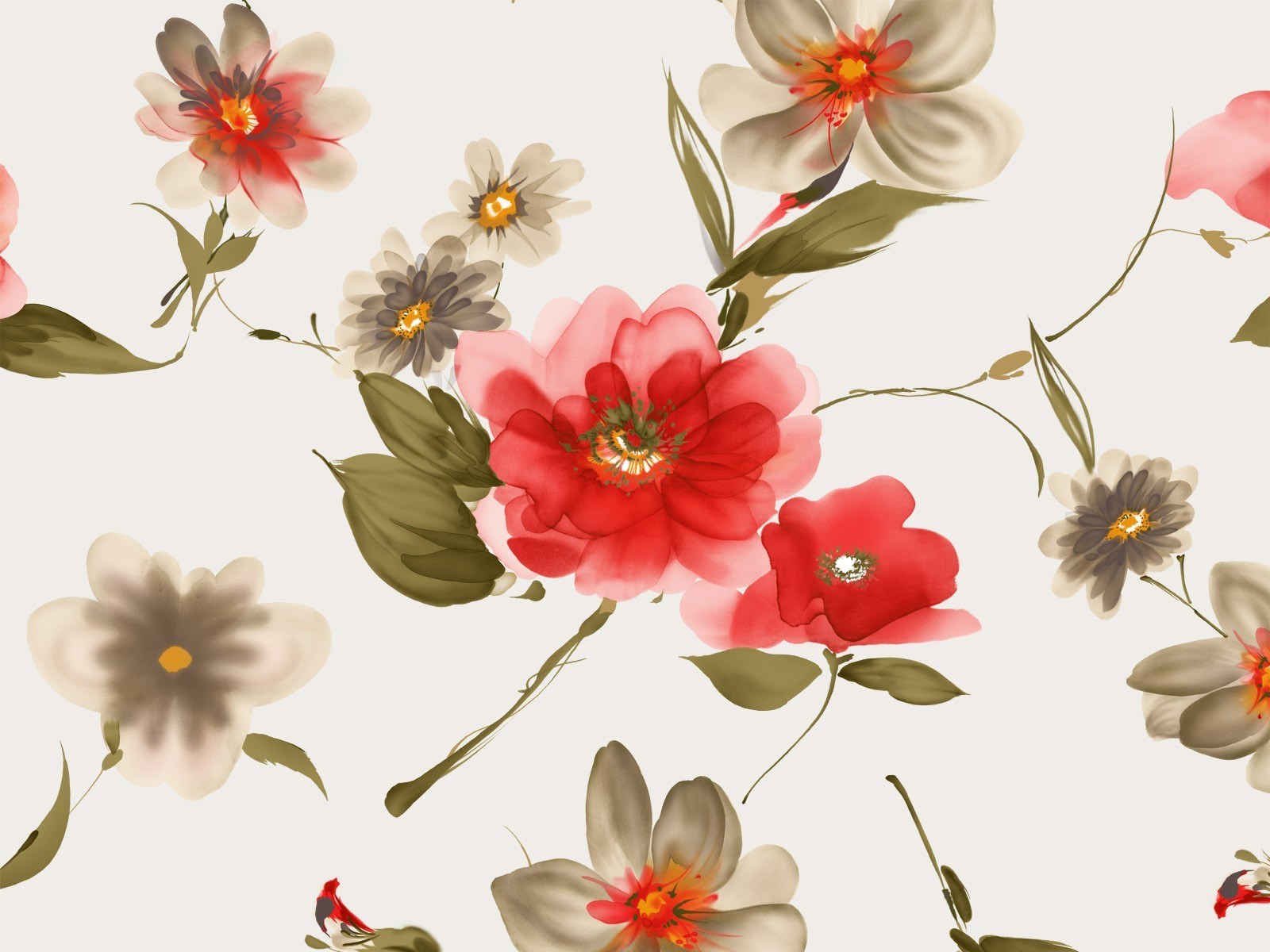 floral pattern with red and white flowers