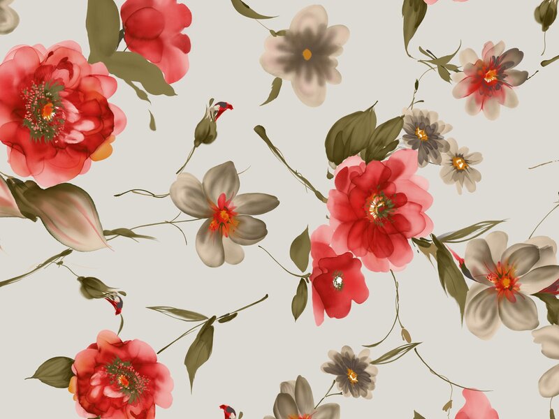 Floral Pattern with Red Flowers — Calm