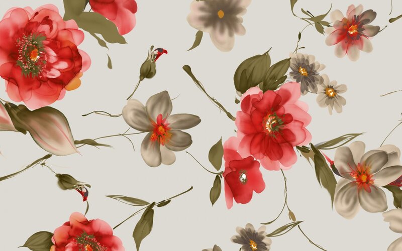 Floral Pattern with Red Flowers