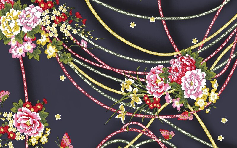 Floral pattern with ribbons