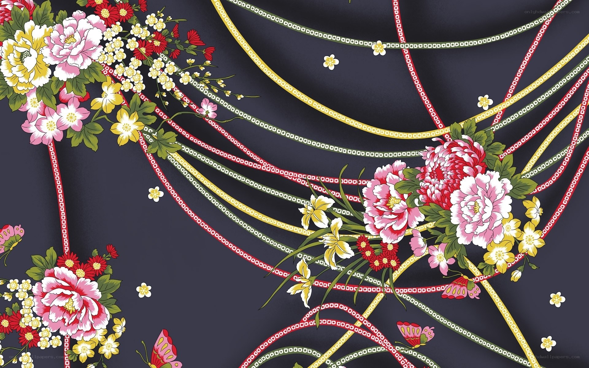 Floral pattern with ribbons