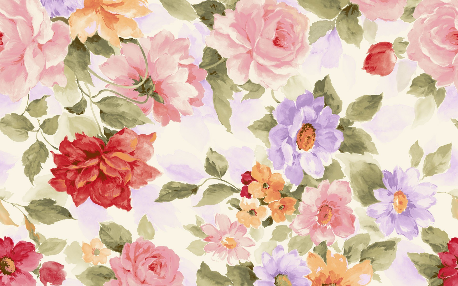 floral pattern with roses and daisies